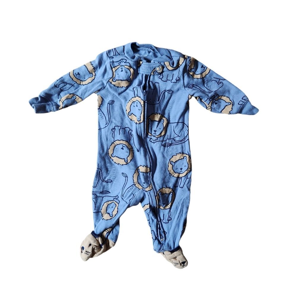 Carter's Lion 2-Way Zip Cotton Sleep and Play Pajamas Size 3 months Blue